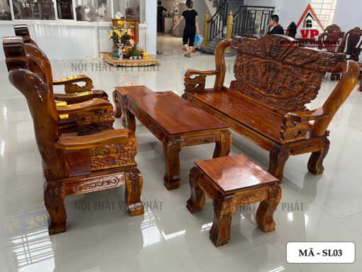 Salon Gỗ Tự Nhiên Nghê Rồng - Bát Tiên Cột 10 - Mã SL03