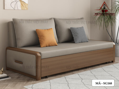 Sofa Giường Tay Gỗ – Mã SG168