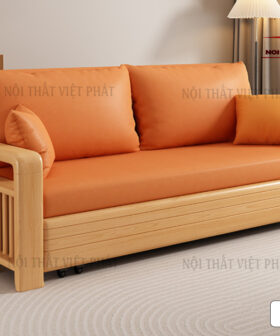 Sofa Giường Khung Sắt Tay Gỗ Mới
