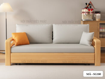 Sofa Giường Khung Sắt Tay Gỗ Mới-4