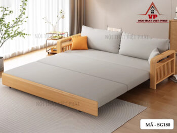 Sofa Giường Khung Sắt Tay Gỗ Mới-7