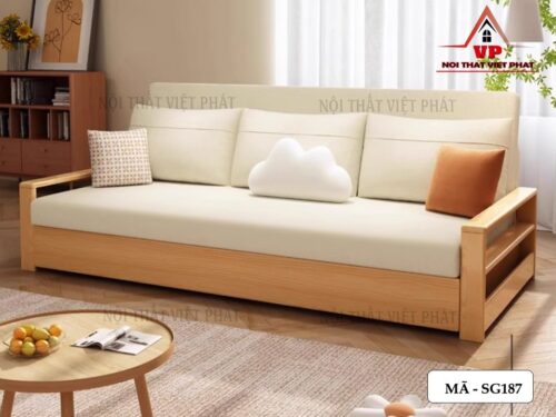 Mẫu Sofa Giường Gỗ Mới Có Ngăn Kéo - Mã SG187-1