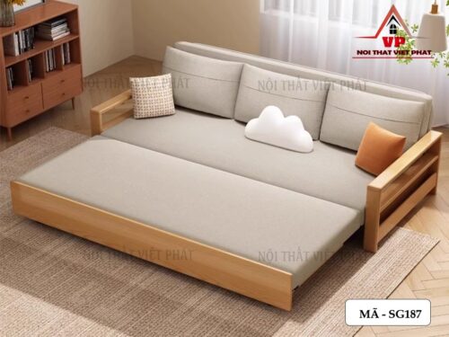 Mẫu Sofa Giường Gỗ Mới Có Ngăn Kéo - Mã SG187-2