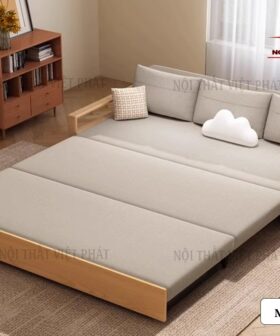 Mẫu Sofa Giường Gỗ Mới Có Ngăn Kéo - Mã SG187-3