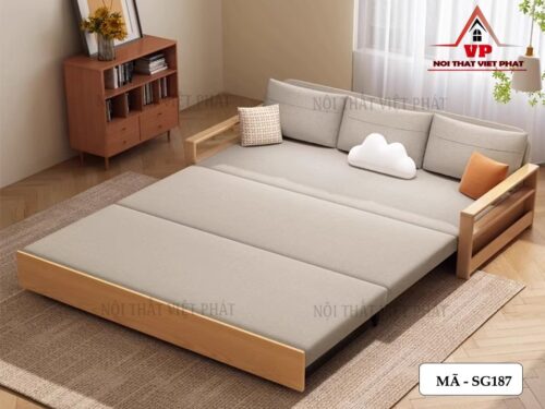 Mẫu Sofa Giường Gỗ Mới Có Ngăn Kéo - Mã SG187-3