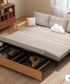 Mẫu Sofa Giường Gỗ Mới Có Ngăn Kéo - Mã SG187-4