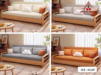 Mẫu Sofa Giường Gỗ Mới Có Ngăn Kéo - Mã SG187-5