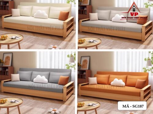 Mẫu Sofa Giường Gỗ Mới Có Ngăn Kéo - Mã SG187-5