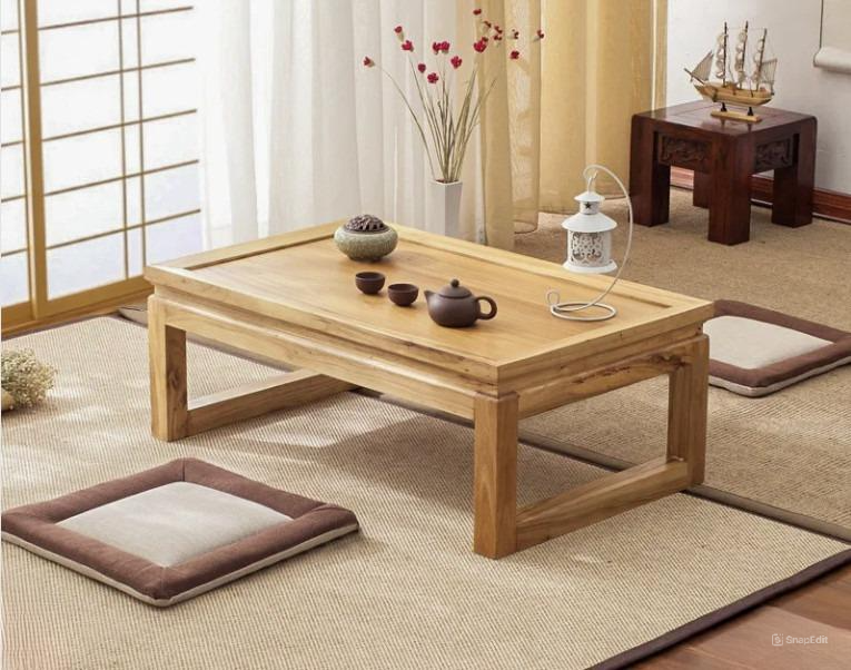 Bàn Gỗ Thấp Kiểu Nhật: Phong Cách Nhật Bản, Không Gian Thoáng 2 bàn uống nước gỗ kiểu nhật